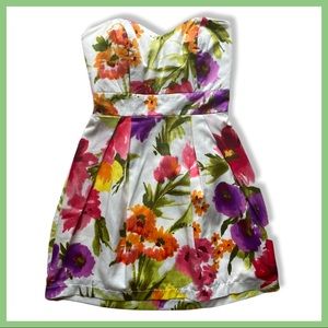 Strapless Floral Mini Dress